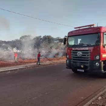 108424 Bombeiros apagam incêndio em área de vegetação