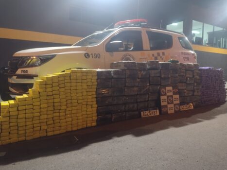 Maconha estava dividida em 1.665 tabletes e pesou 1.020 kg e 100g (Luís Nascimento) APREENSÃO